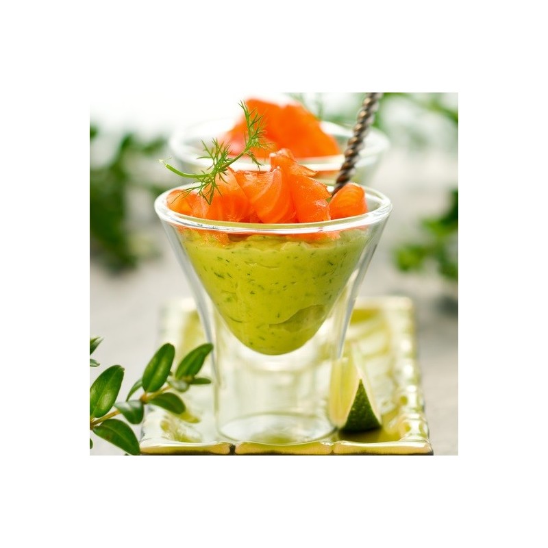 Verrine de mousse d'avocat et saumon