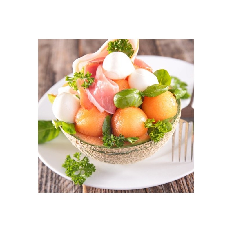 Salade melon féta jambon